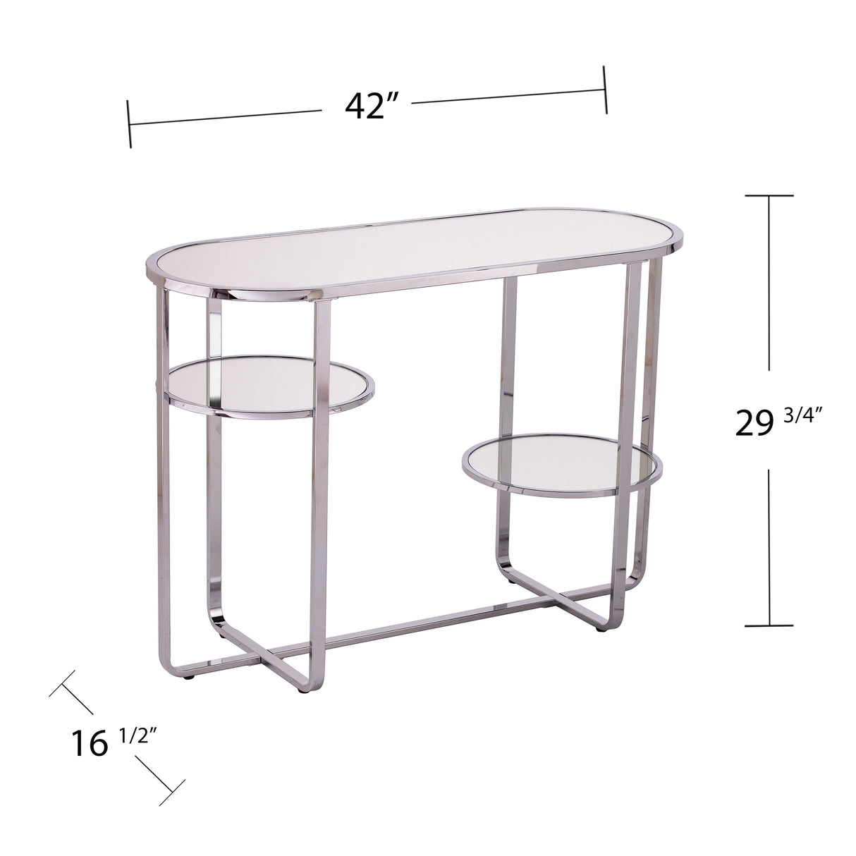SEI Furniture Mabrick Sliver Mirrored Console Table w/ Shelves