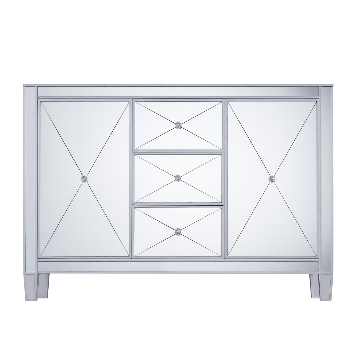 SEI Furniture Marter Glam Silver Mirror 3-Drawer Cabinet