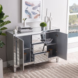 SEI Furniture Marter Glam Silver Mirror 3-Drawer Cabinet