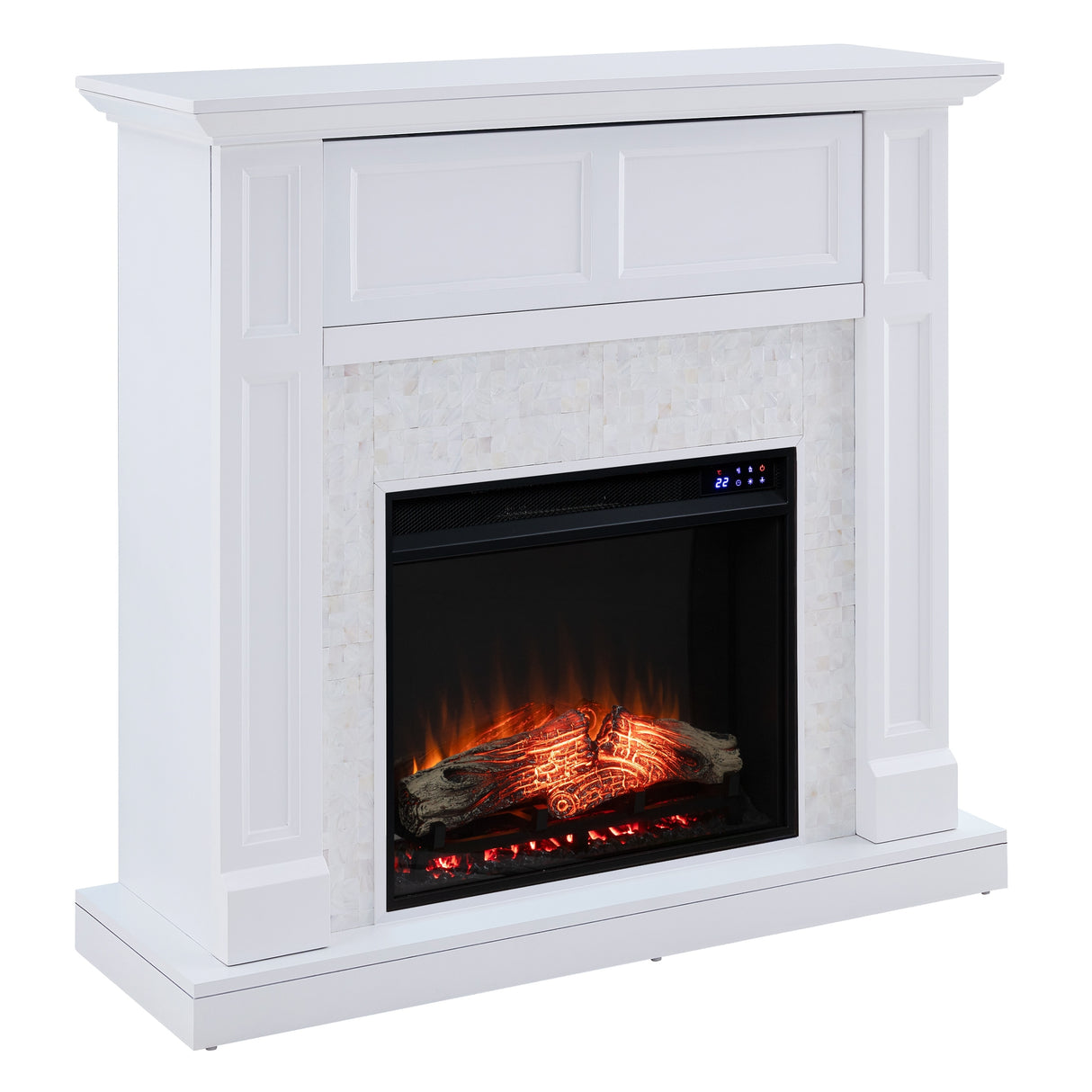 SEI Furniture Rehni Tiled Media Electric Fireplace Console