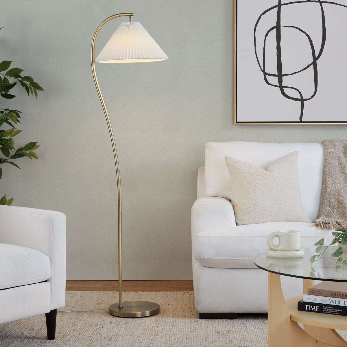 Silver Orchid Sadie 65" Metal Floor Lamp with Pleated Shade