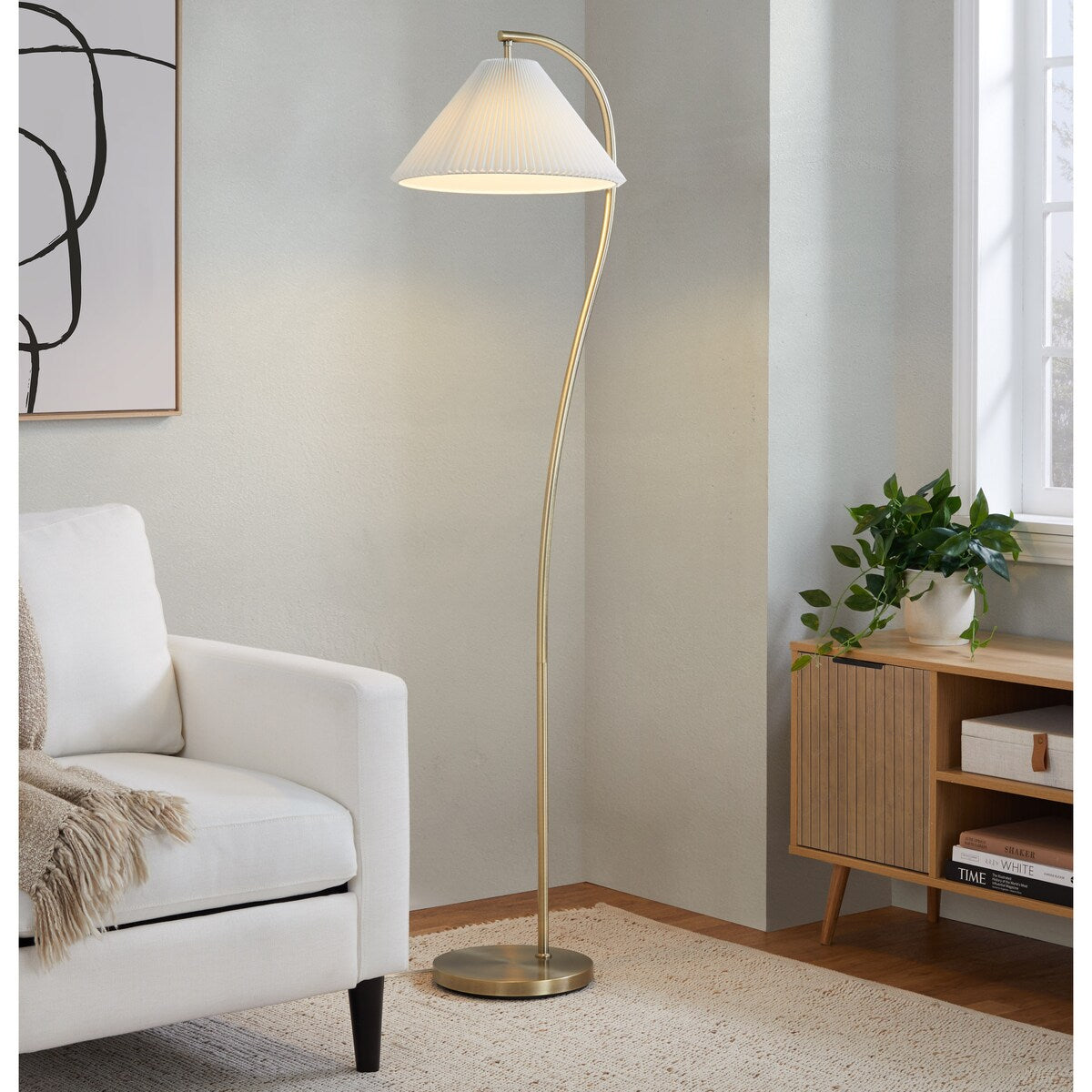 Silver Orchid Sadie 65" Metal Floor Lamp with Pleated Shade
