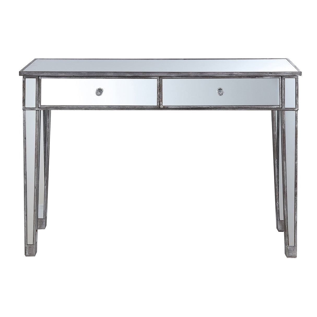 Convenience Concepts Gold Coast Mirrored 2 Drawer Desk/Console Table