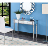 Convenience Concepts Gold Coast Mirrored 2 Drawer Desk/Console Table