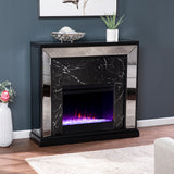 SEI Furniture Tranton Contemporary Color Changing Electric Fireplace with a Mirrored and Faux Marble Mantel