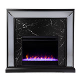 SEI Furniture Tranton Contemporary Color Changing Electric Fireplace with a Mirrored and Faux Marble Mantel