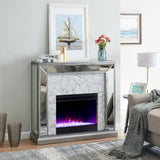 SEI Furniture Tranton Contemporary Color Changing Electric Fireplace with a Mirrored and Faux Marble Mantel