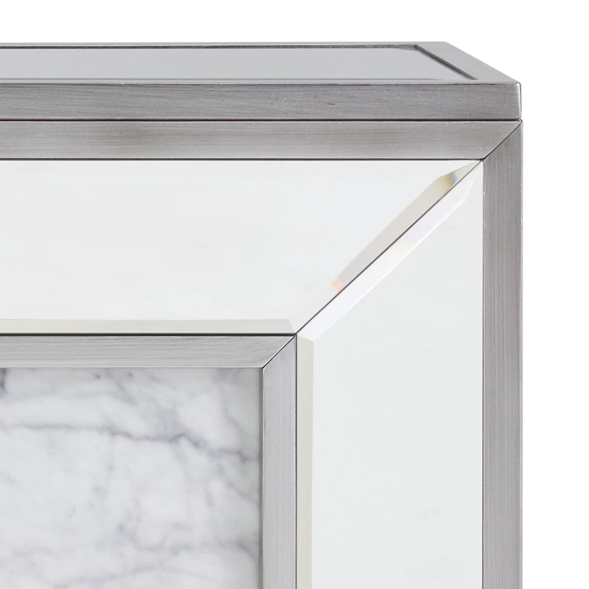 SEI Furniture Tranton Contemporary Color Changing Electric Fireplace with a Mirrored and Faux Marble Mantel