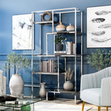 Viby Contemporary 6-Shelf Metal Tiered Open Bookcase by Silver Orchid