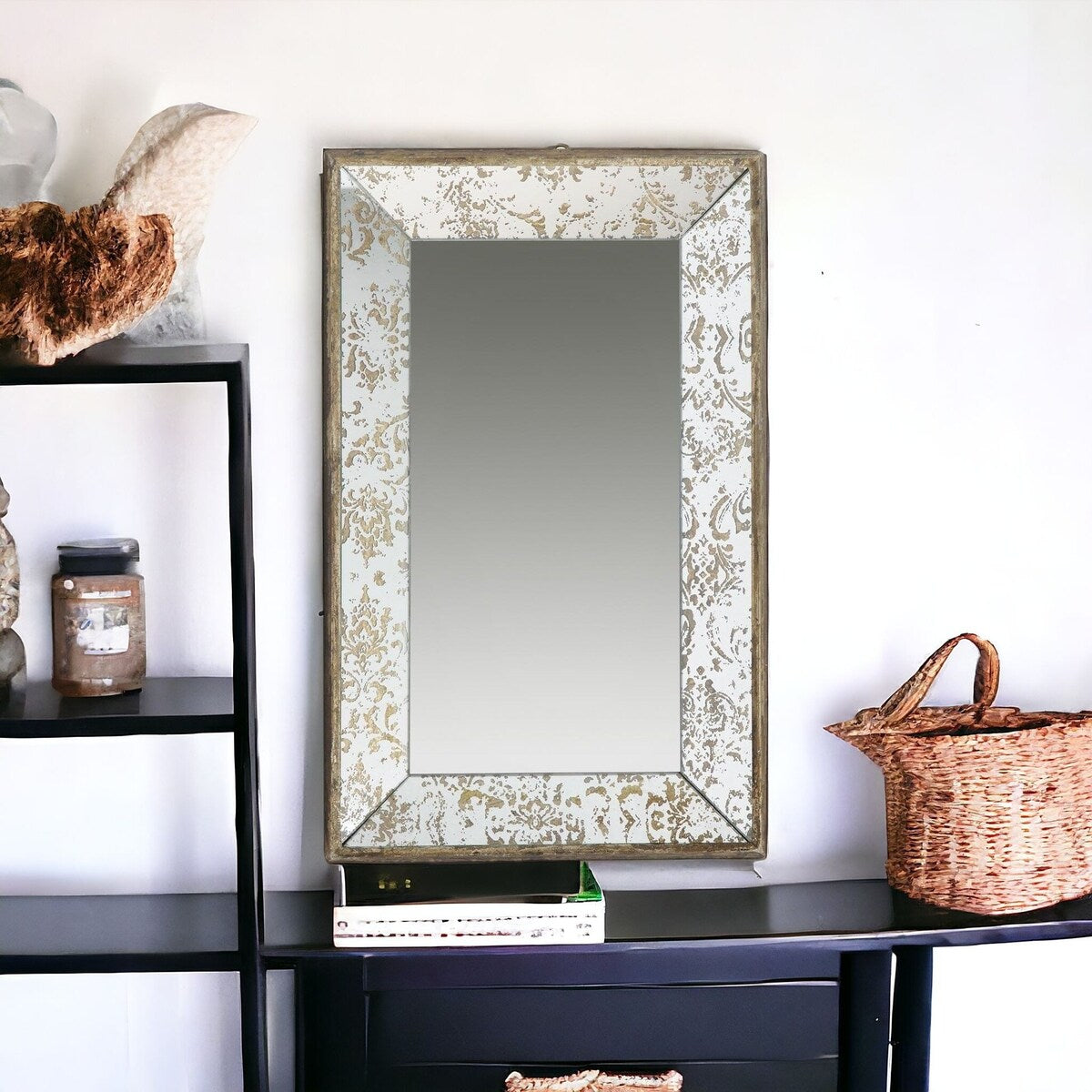 HomeRoots 20" Silver Glass Framed Accent Mirror - 12