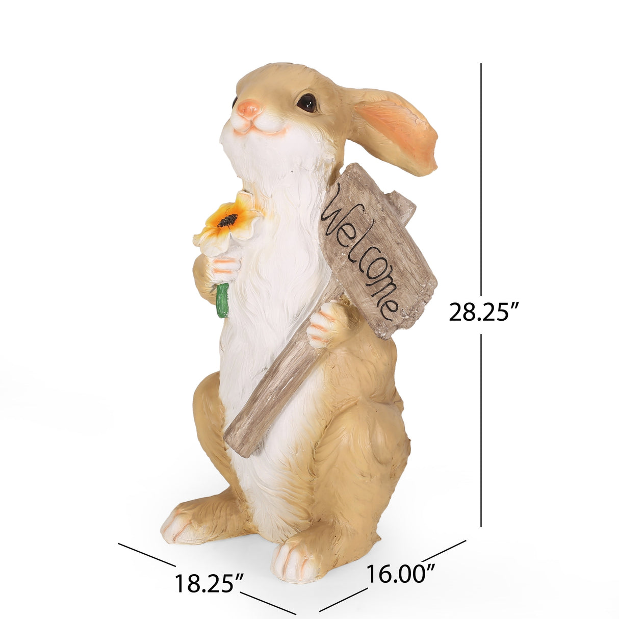Silverbow Outdoor Rabbit Garden Statue by Christopher Knight Home - 18.25" L x 16.00" W x 28.25" H