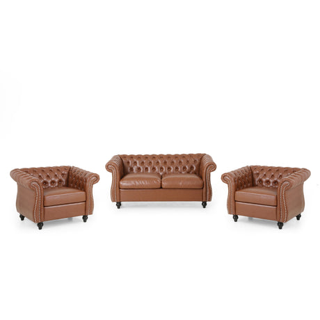 Silverdale Traditional Chesterfield Loveseat and Club Chair Set by Christopher Knight Home