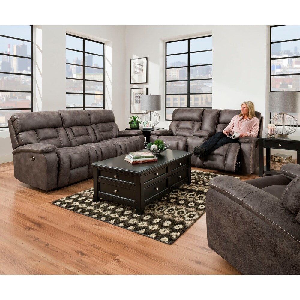 Simmons Beautyrest Dorado Charcoal Power Reclining Console Loveseat