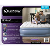 Beautyrest Hi Loft Raised Air Mattress with External Pump - Inflatable Bed with Edge Support, Puncture-Resistant Vinyl