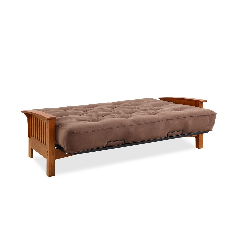 Porch & Den Livernois Vintage Oak Futon Frame with 8-inch Microfiber Futon
