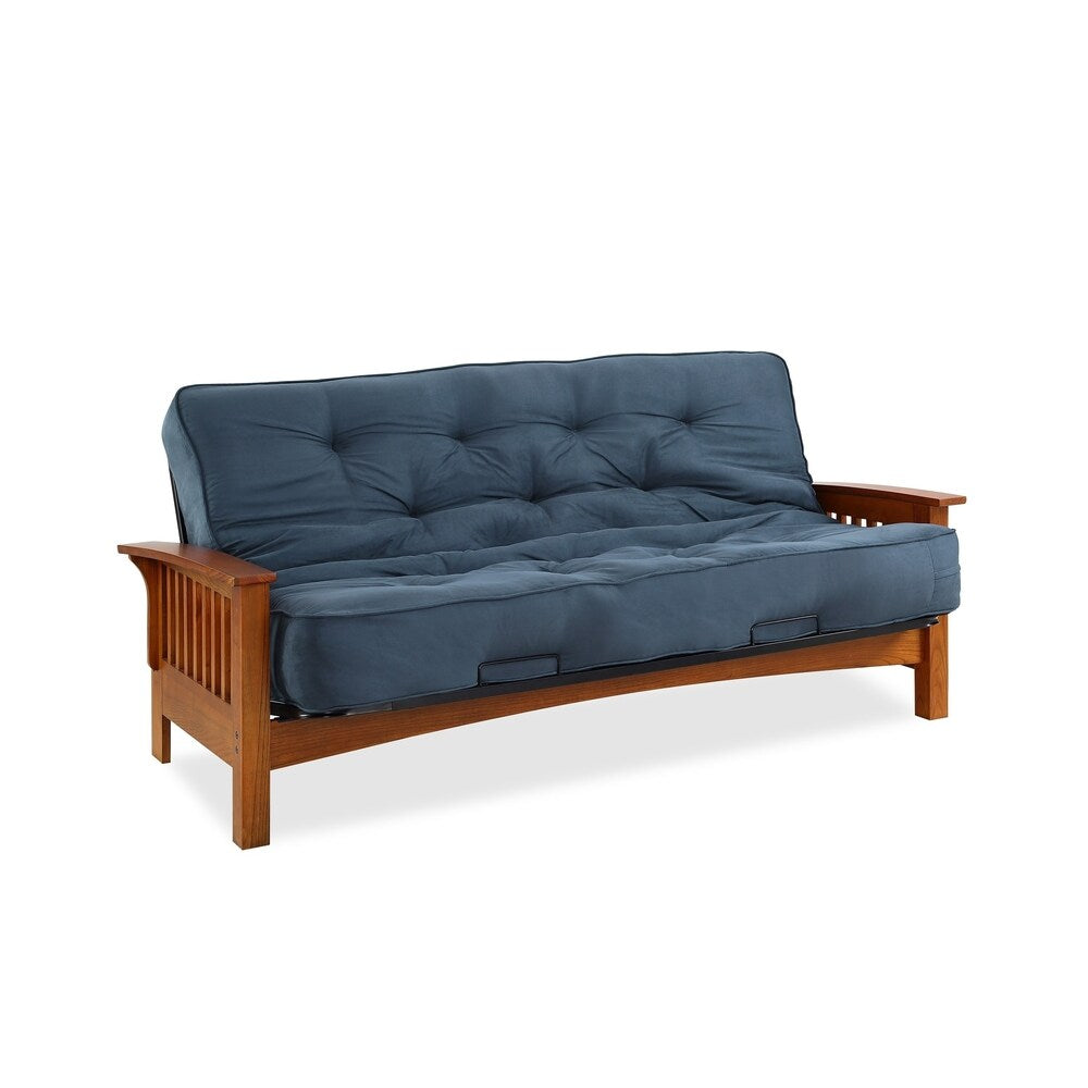 Porch & Den Livernois Vintage Oak Futon Frame with 8-inch Microfiber Futon