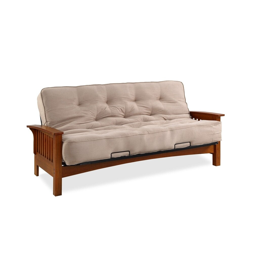 Porch & Den Livernois Vintage Oak Futon Frame with 8-inch Microfiber Futon