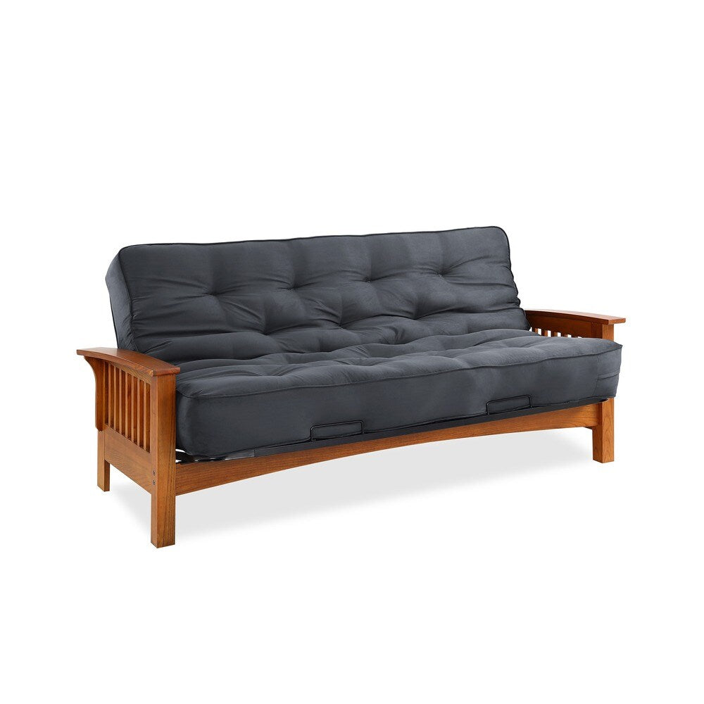 Porch & Den Livernois Vintage Oak Futon Frame with 8-inch Microfiber Futon