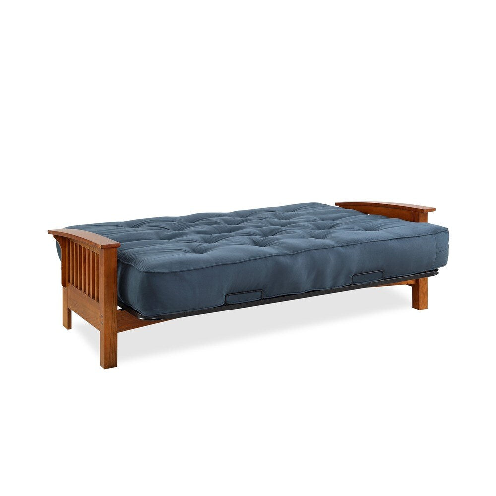 Porch & Den Livernois Vintage Oak Futon Frame with 8-inch Microfiber Futon