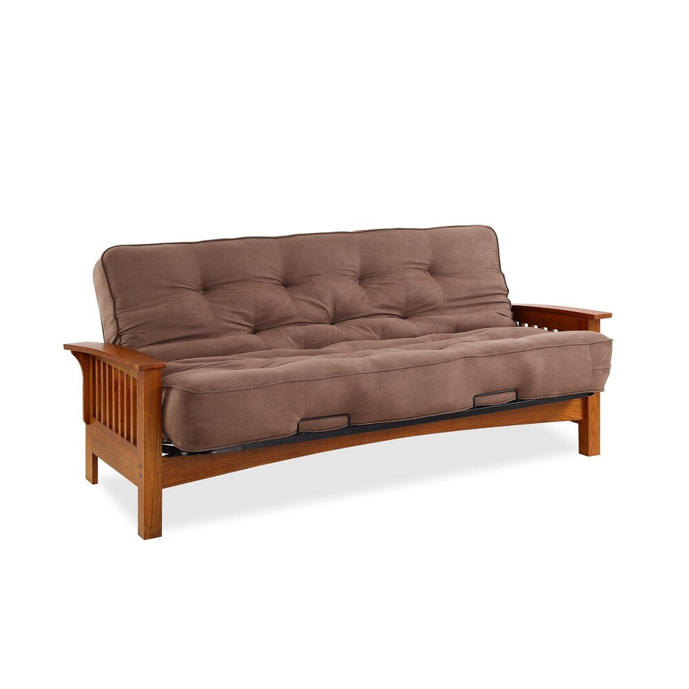 Porch & Den Livernois Vintage Oak Futon Frame with 8-inch Microfiber Futon