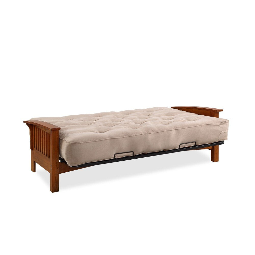 Porch & Den Livernois Vintage Oak Futon Frame with 8-inch Microfiber Futon