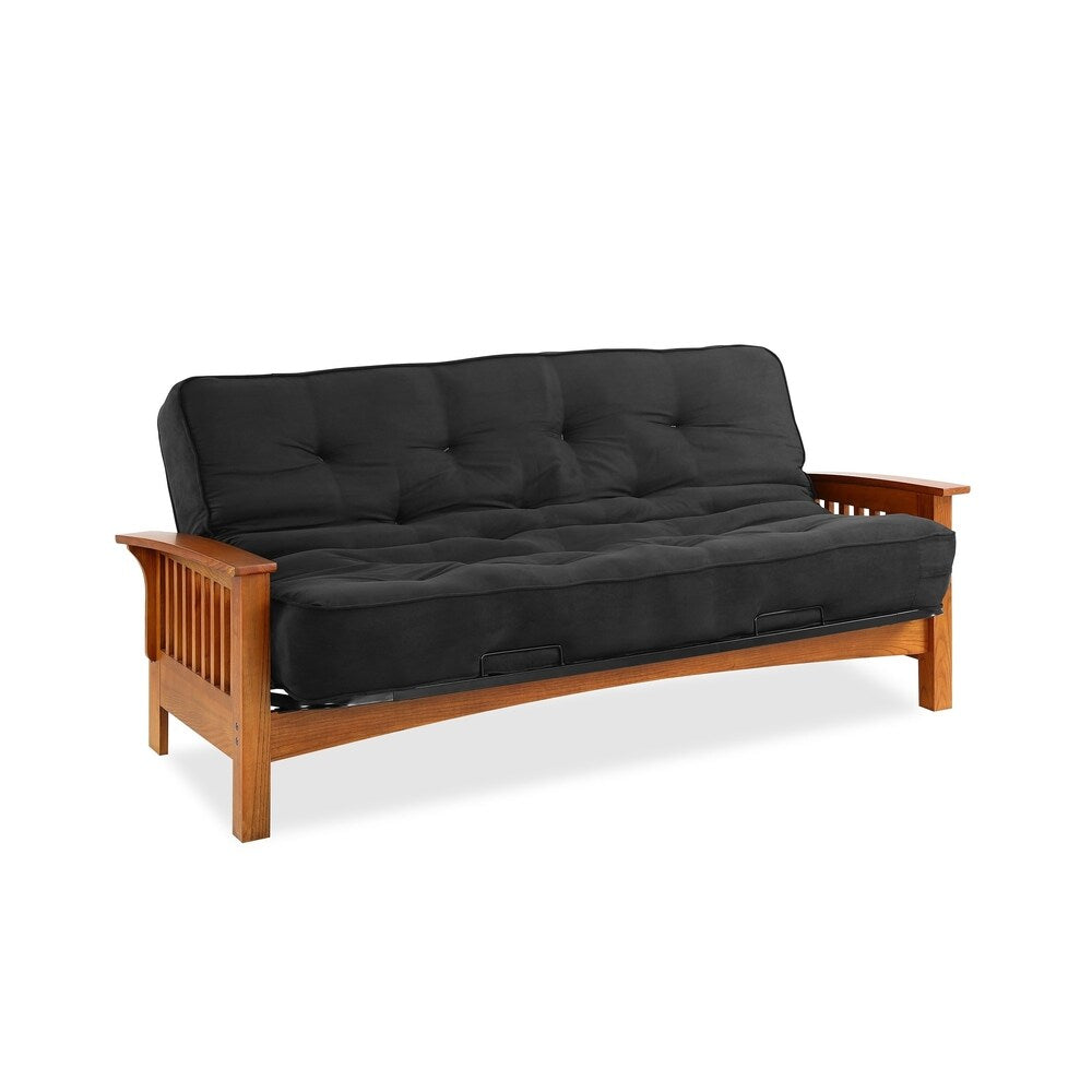 Porch & Den Livernois Vintage Oak Futon Frame with 8-inch Microfiber Futon