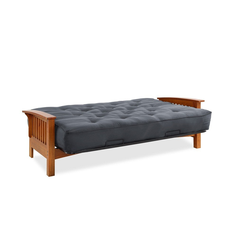 Porch & Den Livernois Vintage Oak Futon Frame with 8-inch Microfiber Futon
