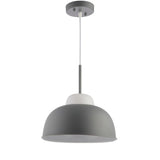 Simon 12" Adjustable Metal/Glass LED Pendant, Gray by JONATHAN Y