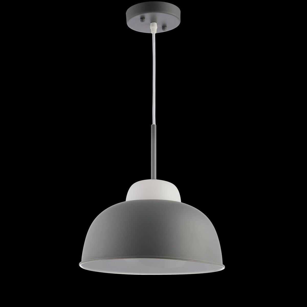 Simon 12" Adjustable Metal/Glass LED Pendant, Gray by JONATHAN Y