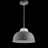 Simon 12" Adjustable Metal/Glass LED Pendant, Gray by JONATHAN Y