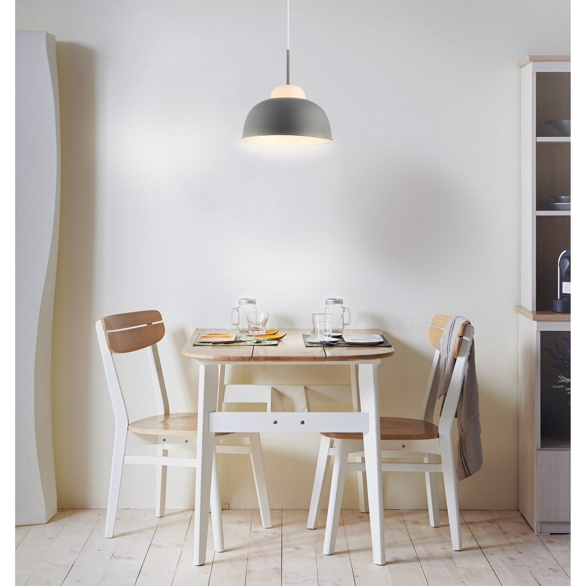 Simon 12" Adjustable Metal/Glass LED Pendant, Gray by JONATHAN Y