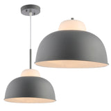 Simon 12" Adjustable Metal/Glass LED Pendant, Gray by JONATHAN Y