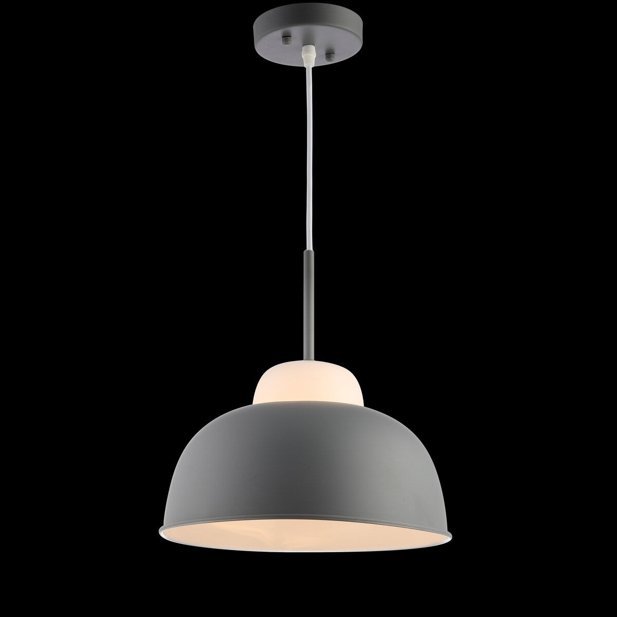 Simon 12" Adjustable Metal/Glass LED Pendant, Gray by JONATHAN Y