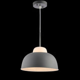 Simon 12" Adjustable Metal/Glass LED Pendant, Gray by JONATHAN Y