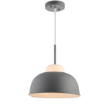 Simon 12" Adjustable Metal/Glass LED Pendant, Gray by JONATHAN Y