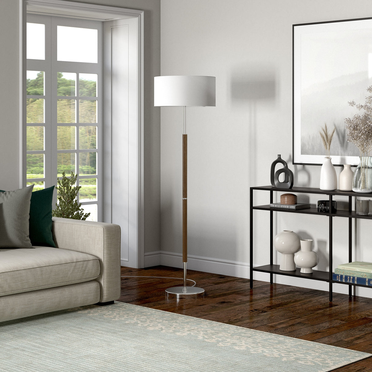 Simone 2-Light Floor Lamp with Fabric Shade