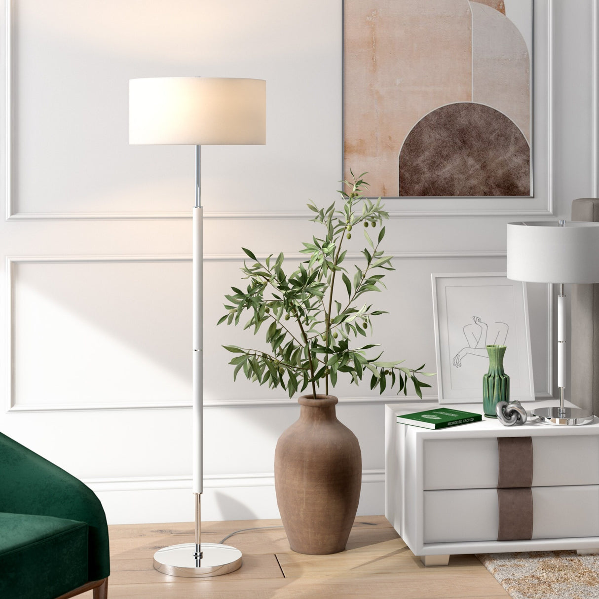 Simone 2-Light Floor Lamp with Fabric Shade