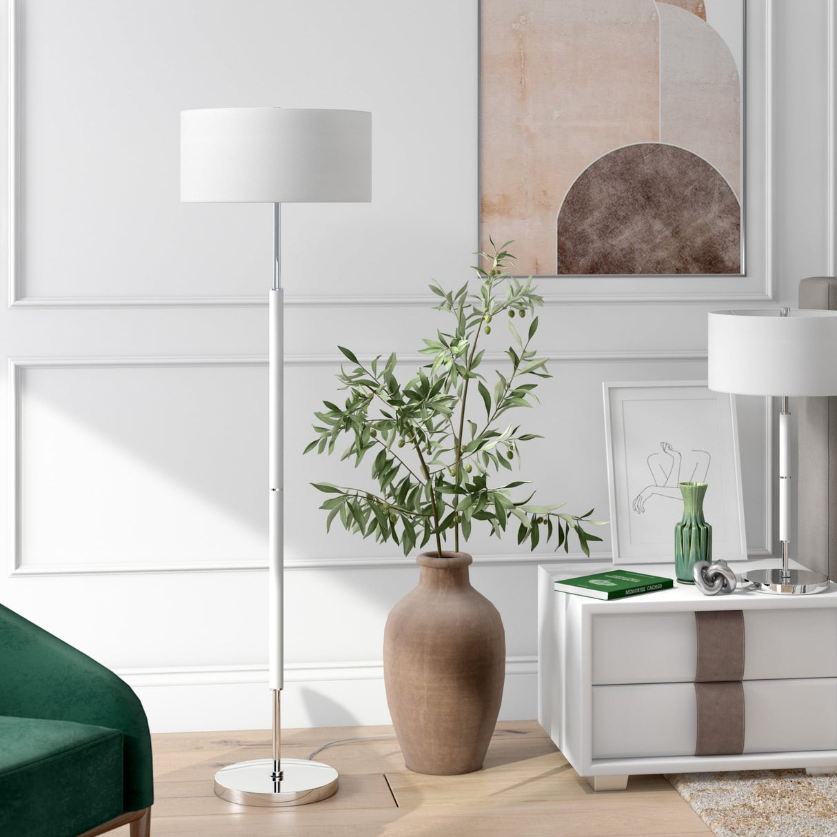 Simone 2-Light Floor Lamp with Fabric Shade