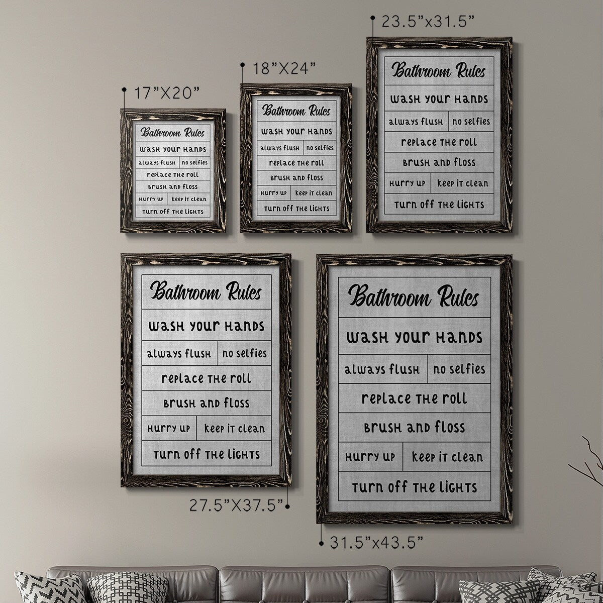 Simple Bathroom Rules-Premium Framed Canvas - Ready to Hang