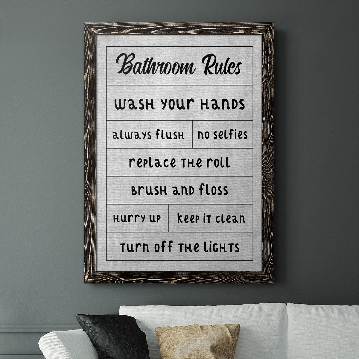 Simple Bathroom Rules-Premium Framed Canvas - Ready to Hang