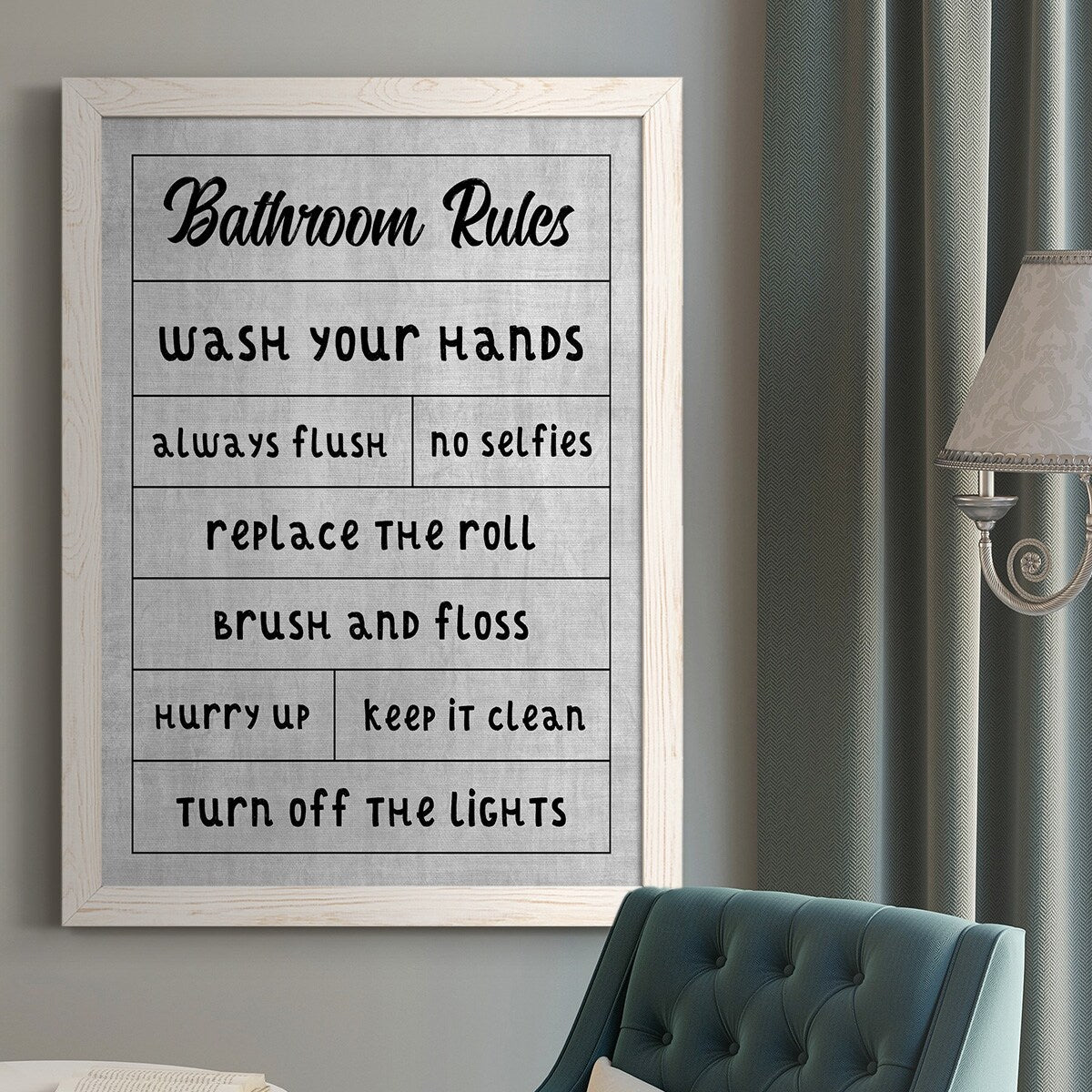 Simple Bathroom Rules-Premium Framed Canvas - Ready to Hang