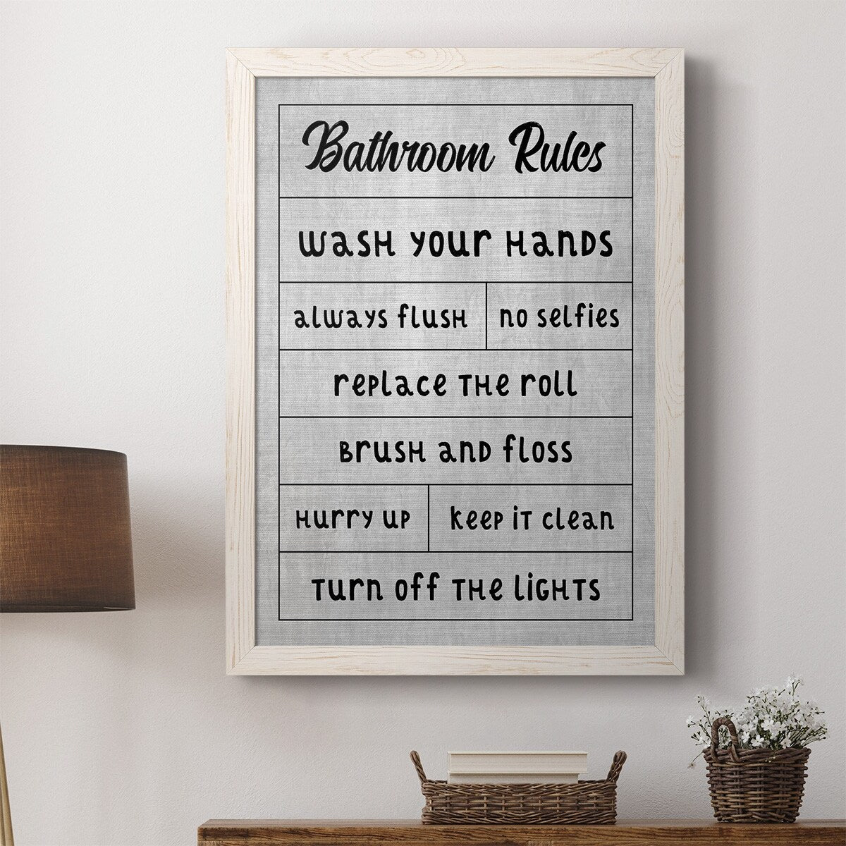 Simple Bathroom Rules-Premium Framed Canvas - Ready to Hang