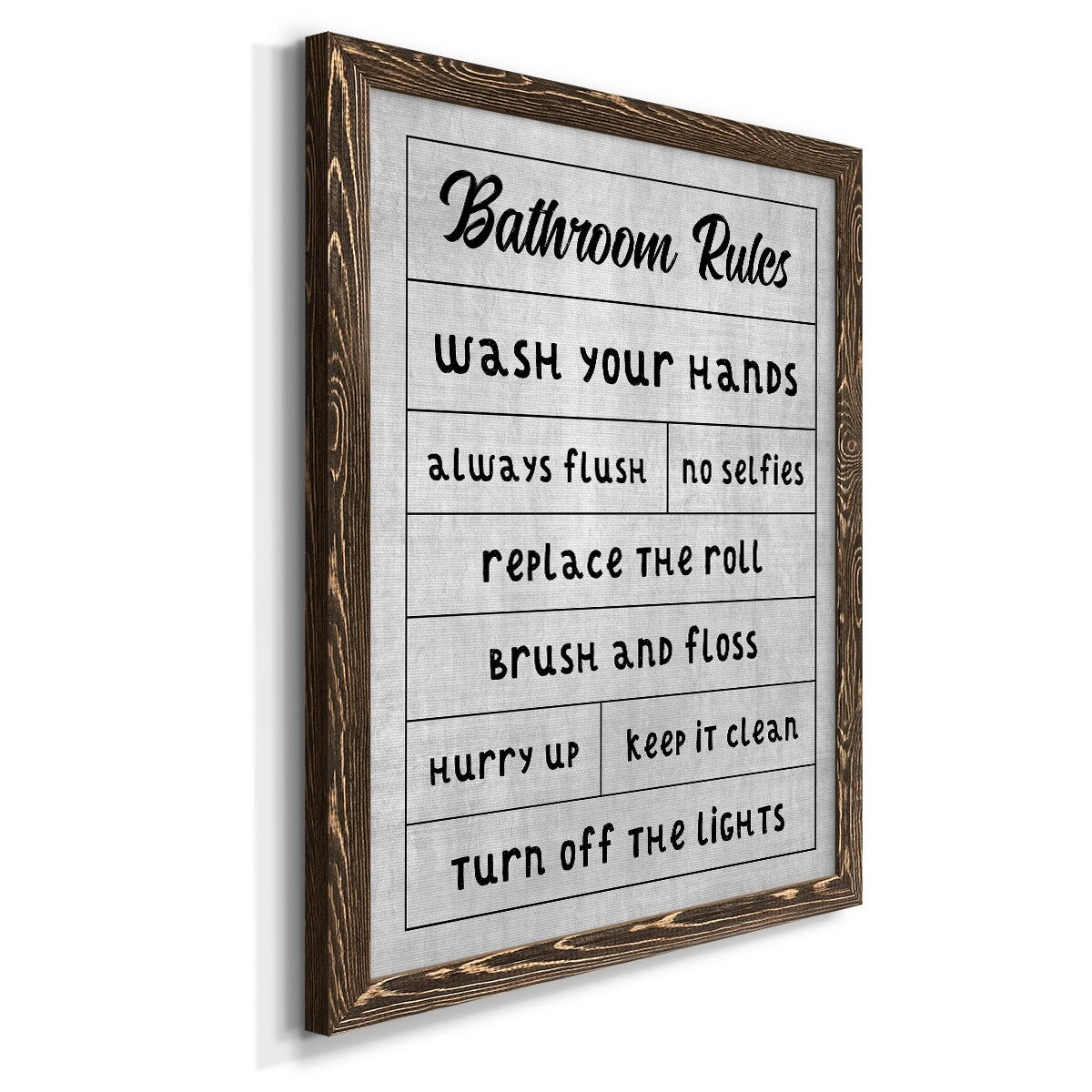 Simple Bathroom Rules-Premium Framed Canvas - Ready to Hang