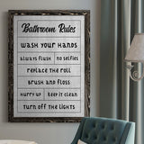 Simple Bathroom Rules-Premium Framed Canvas - Ready to Hang