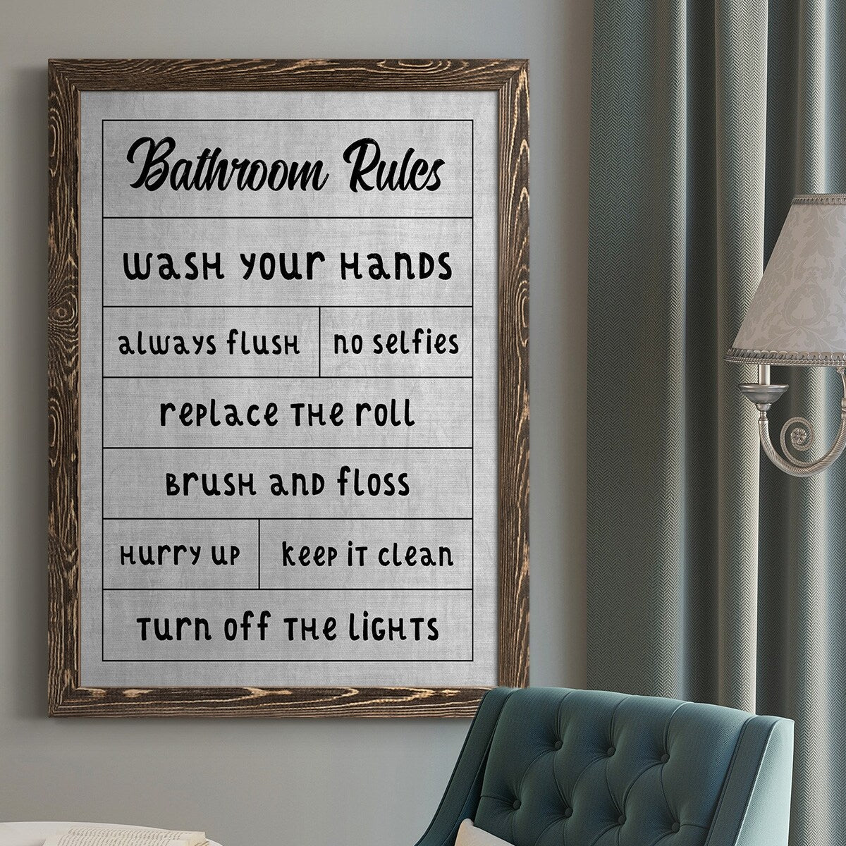 Simple Bathroom Rules-Premium Framed Canvas - Ready to Hang