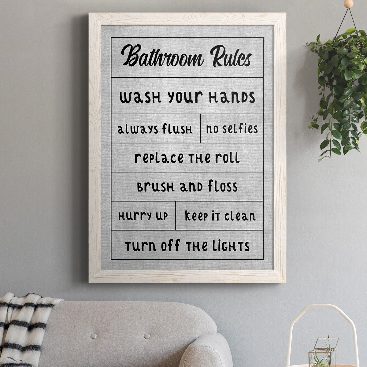 Simple Bathroom Rules-Premium Framed Canvas - Ready to Hang