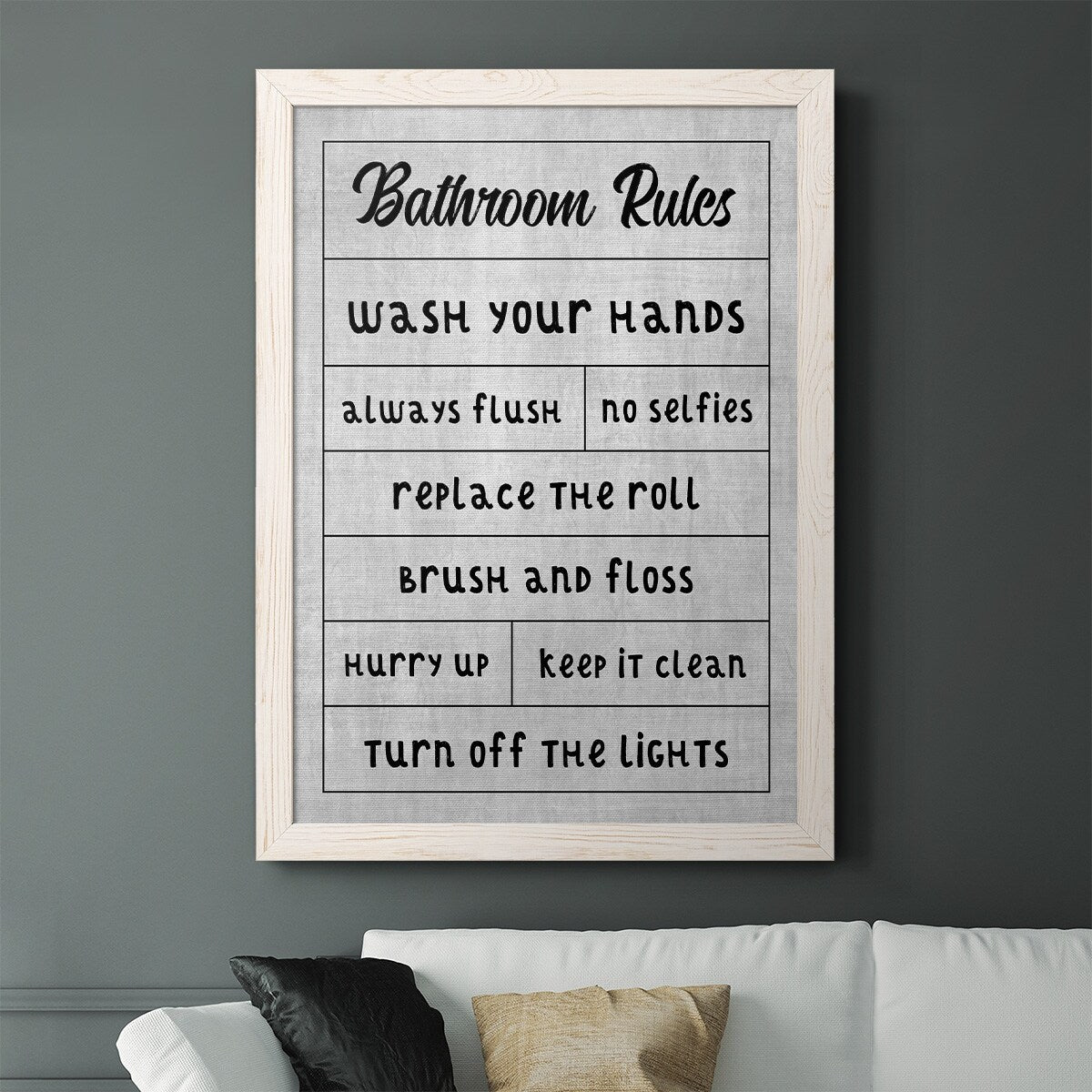 Simple Bathroom Rules-Premium Framed Canvas - Ready to Hang