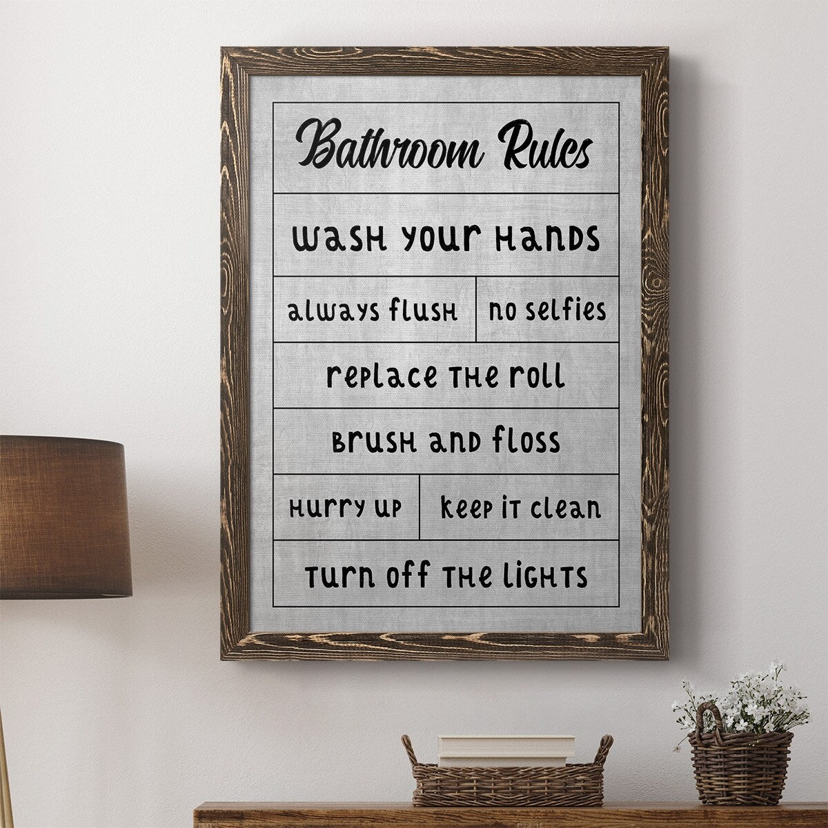 Simple Bathroom Rules-Premium Framed Canvas - Ready to Hang