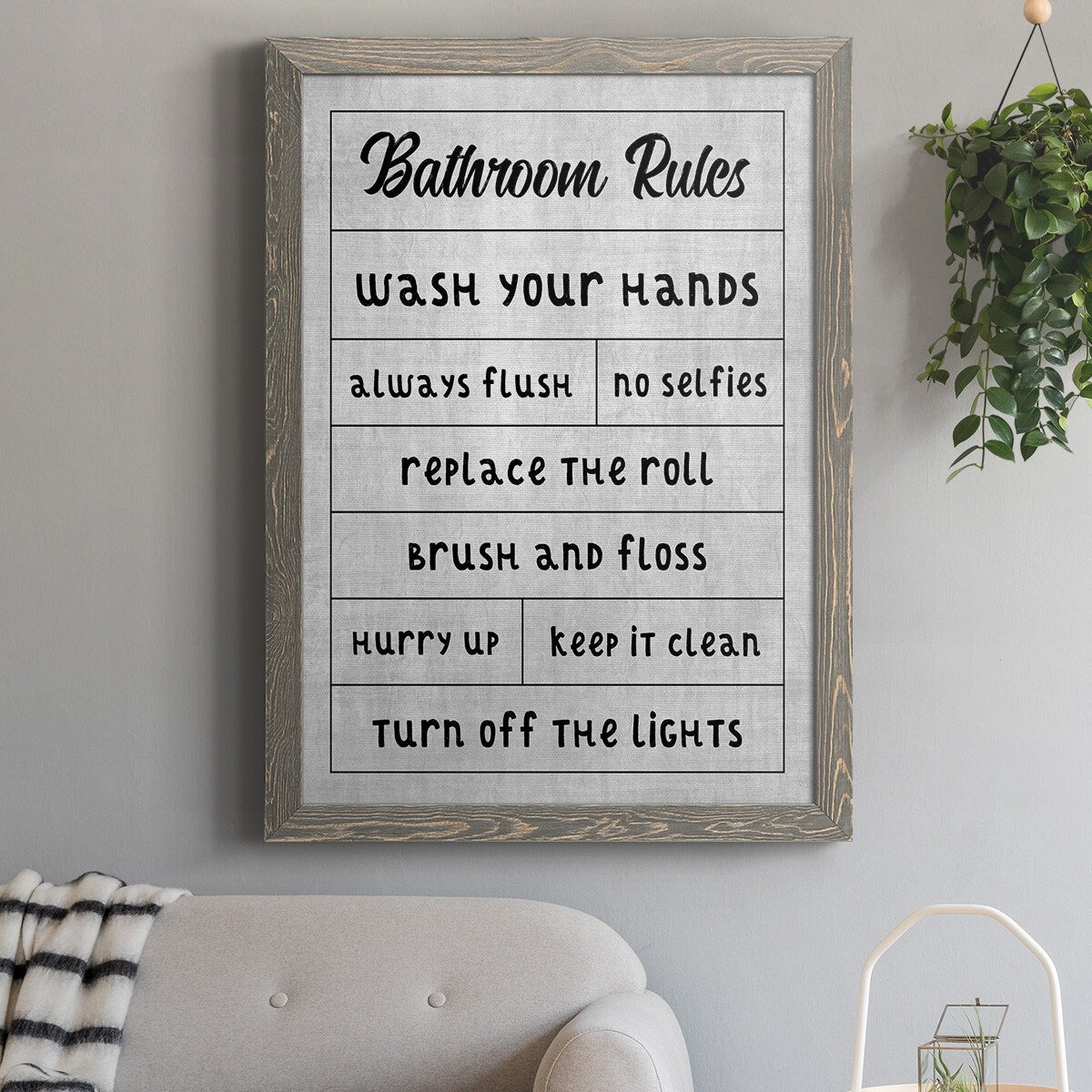 Simple Bathroom Rules-Premium Framed Canvas - Ready to Hang