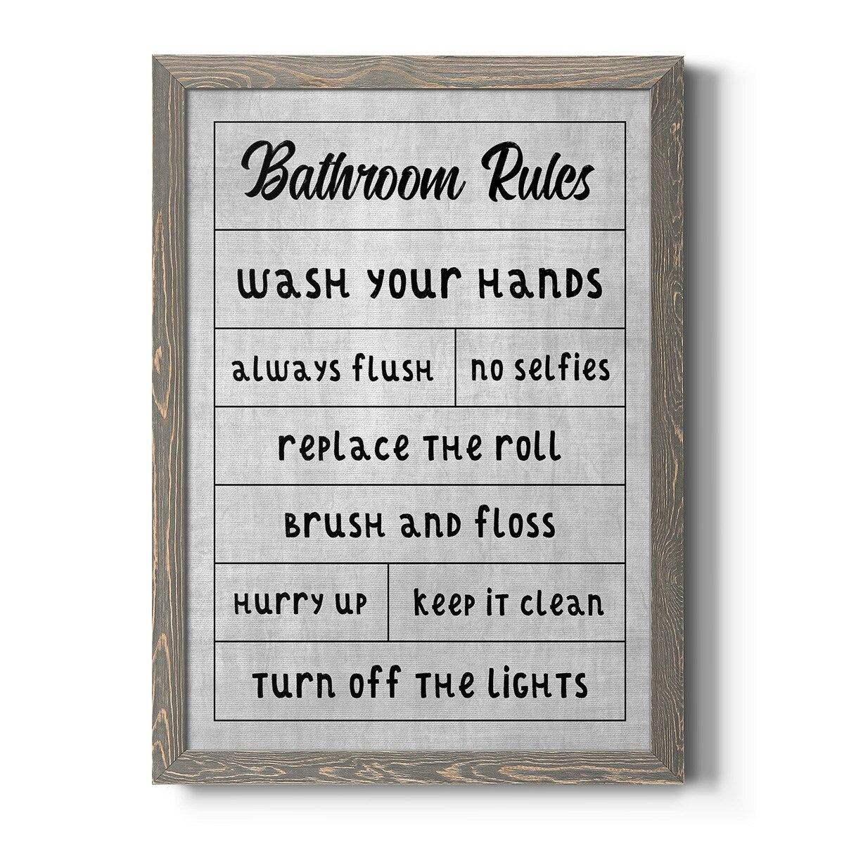 Simple Bathroom Rules-Premium Framed Canvas - Ready to Hang